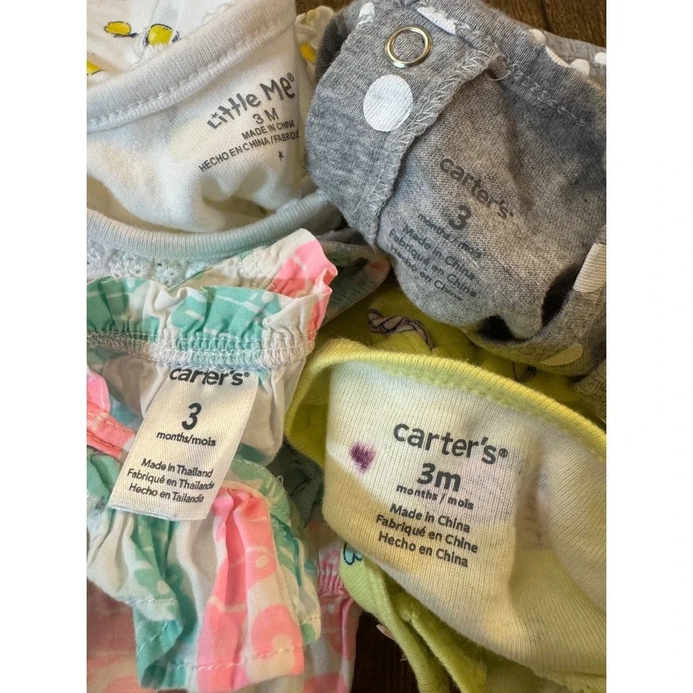 Baby Girl Summer 0/3 Months 1 Piece Outfits Lot Bundle Rompers Carter's Seahorse